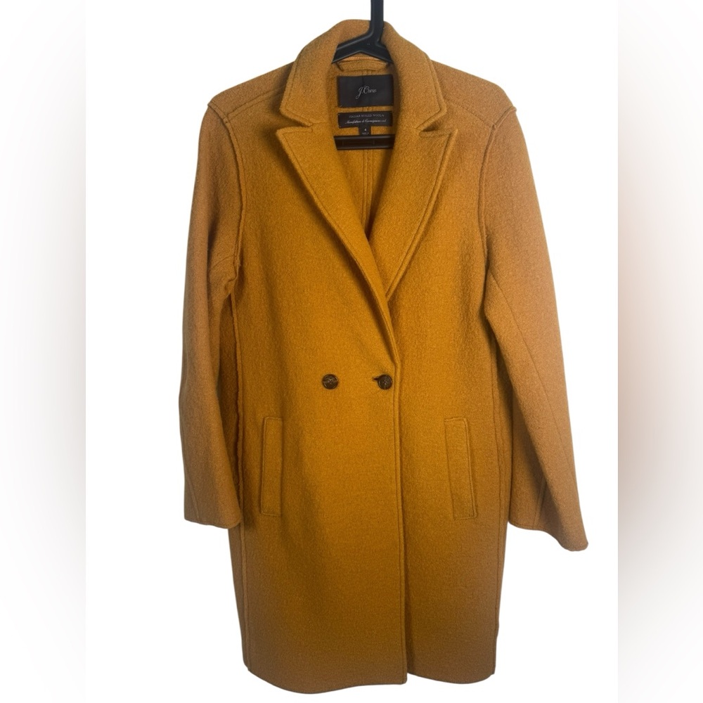 J.Crew Daphne Italian Boiled Wool Overcoat in Mustard / Gold Size 4